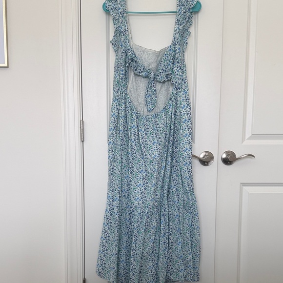 J. Crew Factory White Floral Maxi Skirt with Blue and Green Print - Picture 3 of 5